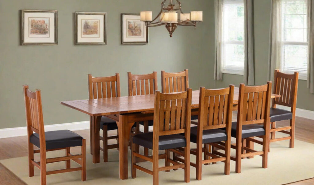 breakfast room table sets - Dining room furniture display featuring a wooden dining table set, cabinets, and bar stools with the text 'Dining Room Furniture: Invite Elegance to Your Dining Area